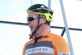 Manus McHenry pictured at the Ballycastle Cycling Club 80 mile charity Cycle to raise funds for Marie Curie starting at Ballycastle GAC Club on Saturday morning