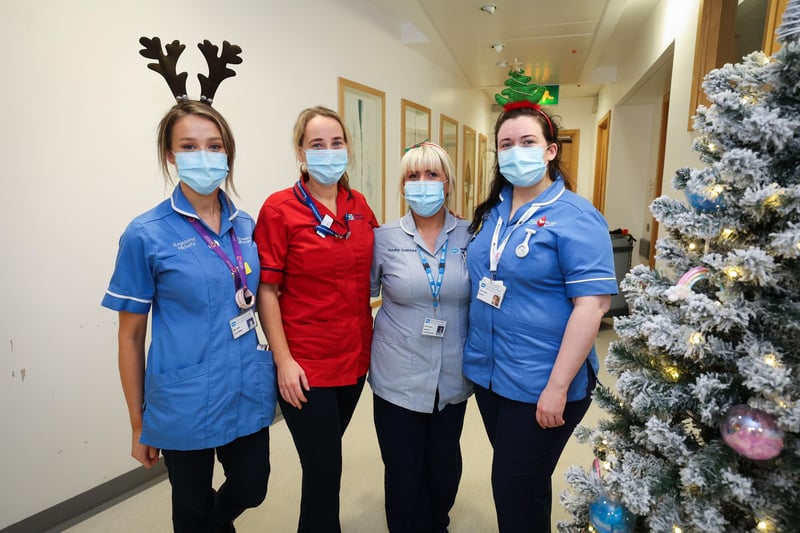 Some of staff from the maternity ward from the Ulster Hospital, Dundonald - Emily Moss, Jenny Powell, Niamh Hanna and Caitria Morgan. Picture: Kelvin Boyes / Press Eye.
