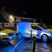 Man arrested on suspicion of drink driving after van mounts kerb between pedestrian bollards in Greenisland
