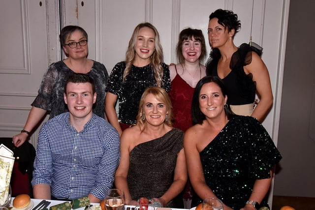 Enjoying a night out at the Seagoe Hotel Christmas Party Night on Saturday night are this group of friends from Portadown. PT51-275.