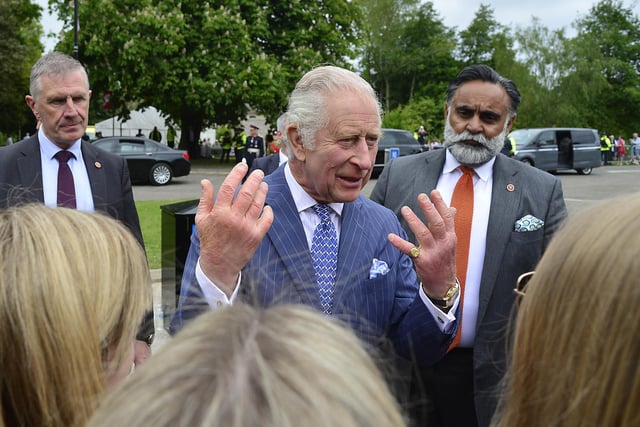 King Charles stops with well-wishers at Hazelbank. Picture: Arthur Allison/Pacemaker Press.