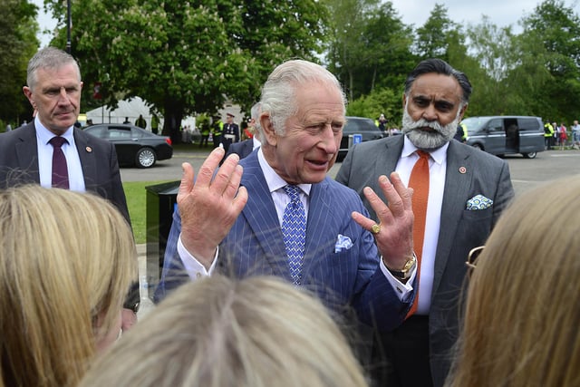 King Charles stops with well-wishers at Hazelbank. Picture: Arthur Allison/Pacemaker Press.