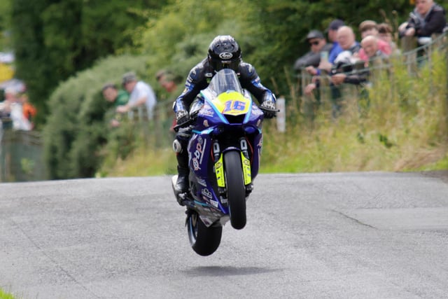 Mike Browne (BPE Russell Racing Yamaha) during Supersport qualifying at Armoy Race of Legends today.
