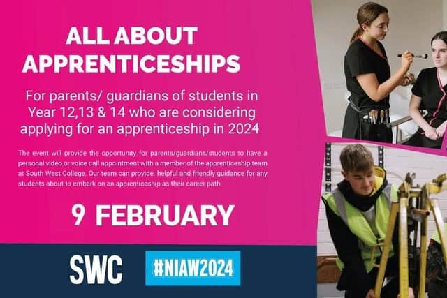 On Friday, February 9 from 9-6pm, the South West College will be hosting an ‘All About Apprenticeships' event. Picture: SWC