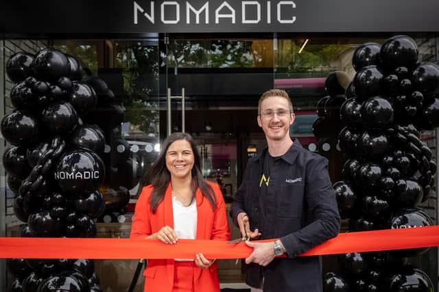 Nomadic Watches Founder, Peter McAuley is joined by Whiterock Finance Director, Jenna Mairs at the opening of the company’s new Belfast retail premises.