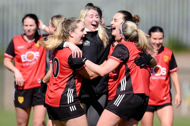 Down players celebrate their impressive win over Tyrone in the Ulster semi-final.