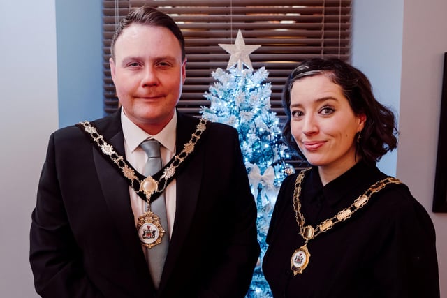 The Mayor of Antrim and Newtownabbey, Councillor Mark Cooper and the Deputy Mayor, Councillor Rosie Kinnear.