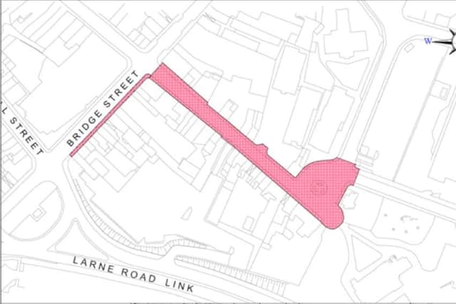 Works will begin this summer on a Public Realm Improvement Scheme in Castle Street/Bridge Street, Ballymena.  Image courtesy of Mid and East Antrim Borough Council