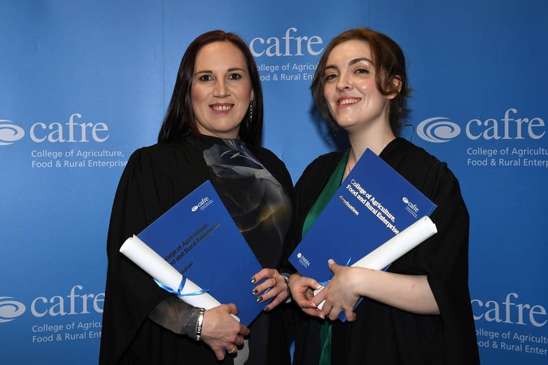 Bangor graduates Sarah-Jane Smith, Cedarmount Veterinary Clinic and Olivia Scott, Rathgael Veterinary Clinic, completed Level 3 Diplomas in Veterinary Nursing (Companion Animal) which they studied at CAFRE, Greenmount Campus.