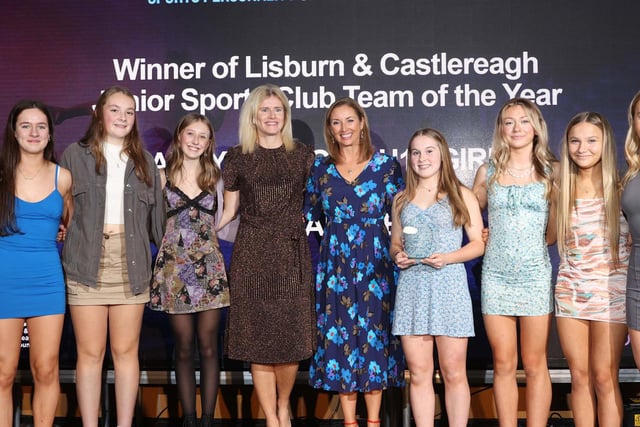 Carryduff GAC U15 Girls’ Football Team collect the Junior Sports Club Team of the Year Award