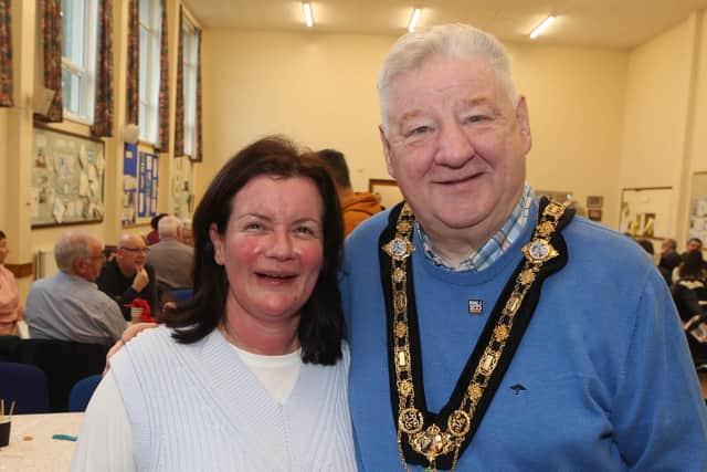 Eithne Doherty pictured with the Mayor at his RNLI Charity Big Breakfast held in Limavady