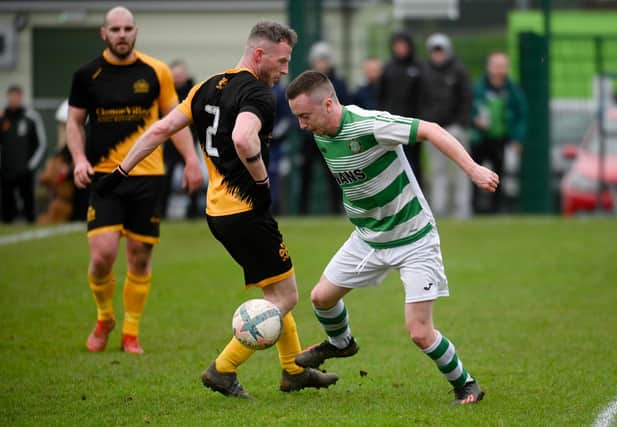 Newry Celtic’s Gary McAleavey (pictured) found the net at the weekend.