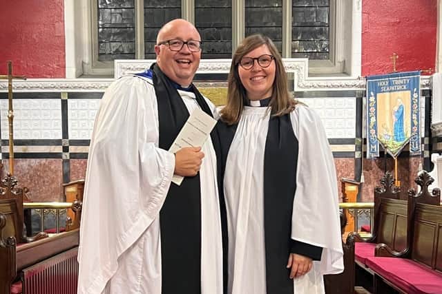 ​New Rector Revd Willie Nixon with Curate Anna Williams.