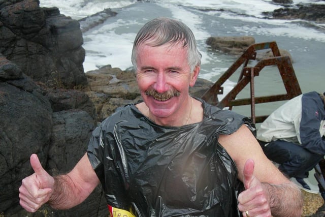 Portstewart business man Charlie Trolan gives the thumbs up after taking part in the 25th anniversary Portstewart Duck Dive to raise funds for Portrush RNLI  on St Patrick's Day in 2007
