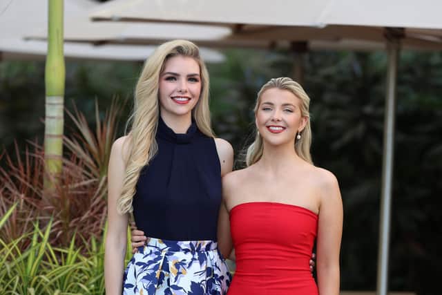 Ivanna McMahon (Miss Ireland) and Kaitlyn Clarke (Miss Northern Ireland) pictured in Mumbai ahead of the 71st Miss World Final. (Pic: Miss World Organisation).