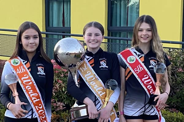 Rose Mc Veigh - Under 13 World Champion ( pictured centre) with Holly Scullion and Elle Pearl Brown. Credit: Submitted