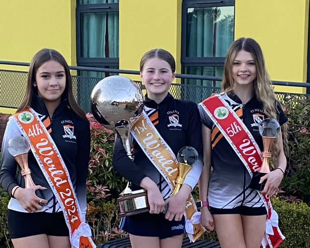 Rose Mc Veigh - Under 13 World Champion ( pictured centre) with Holly Scullion and Elle Pearl Brown. Credit: Submitted