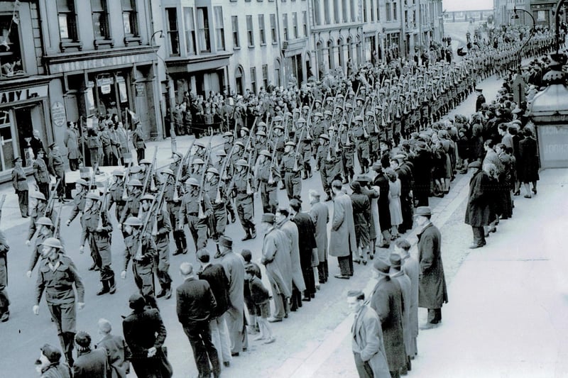 ‘Salute the soldier’ Home Guard parade, 13th May 1944, High Street Carrickfergus.