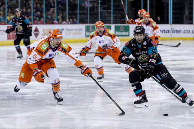 The Giants have confirmed signing of GB international Davey Phillips from the Sheffield Steelers. He is pictured in action against former Giant Steve Saviano. Picture: William Cherry/Presseye