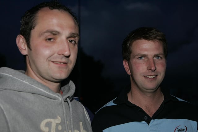 Martyn Blair and Neil McGinley at Finvoy YFC fun night at Ballymoney Rugby Club in 2010