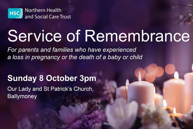 The Northern Health and Social Care Trust is marking Baby Loss Awareness Week (October 9 -15) with a number of special events and initiatives. Credit Northern Trust