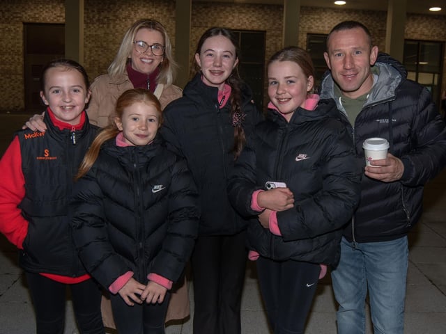 Some of the people who turned out to see the fireworks display at South Lake, Craigavon on Thursday night.