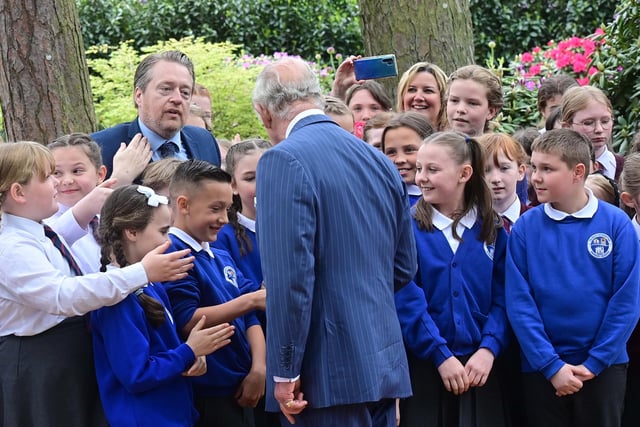 Enjoying the moment King Charles stopped to say 'hello'. Picture: Colm Lenaghan/Pacemaker