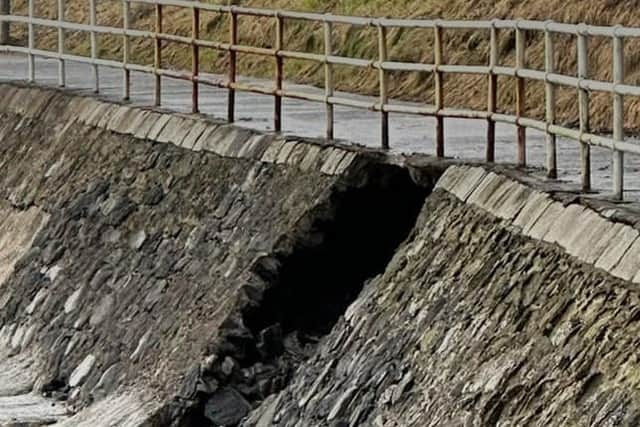 There has been further undermining of sea defences at Larne Promenade. Photo submitted by Mid and East Antrim Borough Council