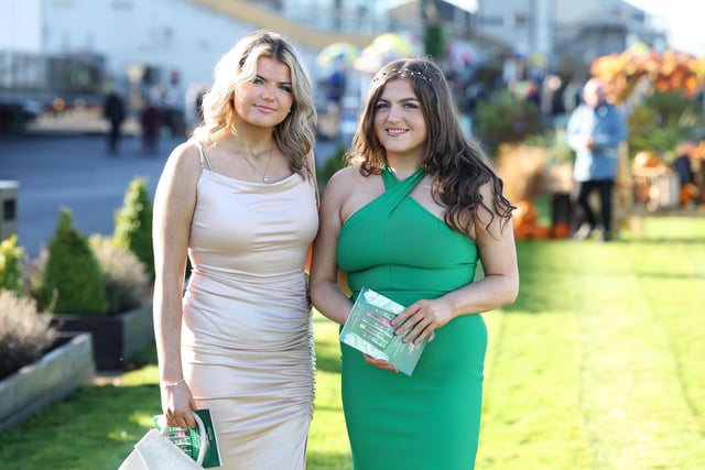 Shannon and Orla Mooney pictured at Down Royal on day one of the Ladbrokes Festival of Racing .