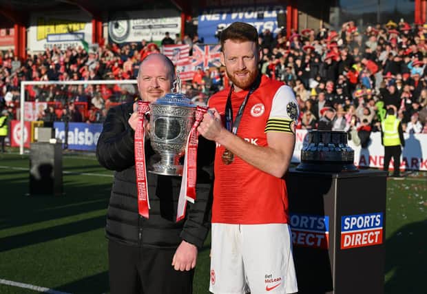 Cian Bolger lifted the Premiership title as Larne captain last season. PIC: INPHO/Presseye/Stephen Hamilton