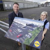 Keith Lamont, senior acquisitions manager Lidl and Ela Wnek, Lidl Cookstown deputy store manager. Picture: Phil Smyth Photo