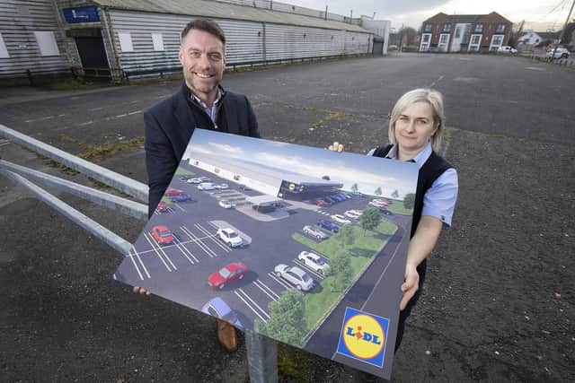 Keith Lamont, senior acquisitions manager Lidl and Ela Wnek, Lidl Cookstown deputy store manager. Picture: Phil Smyth Photo