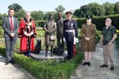 Chief Executive of Antrim and Newtownabbey Borough Council, Richard Baker GM MSc, Deputy Mayor, Councillor Paul Dunlop BEM, Lord-Lieutenant of County Antrim, Mr David McCorkell KStJ, Cadet Taylor Ashe and Sculptor Anto Brennan