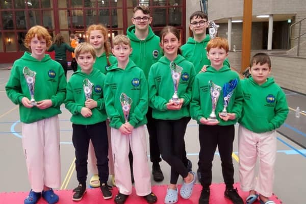 UKTCNI Berghem Mid Ulster team - Bradley Rodgers, Daniel Shivers, James Curtis, Ruby Catherwood, Fiachra Duggan, Mark Gonchar. Back row, Mollie-Rose Brady, Eunan Heaney, Ciaran Óg Heaney. Credit: Submitted