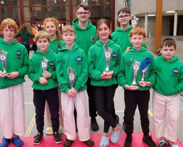 UKTCNI Berghem Mid Ulster team - Bradley Rodgers, Daniel Shivers, James Curtis, Ruby Catherwood, Fiachra Duggan, Mark Gonchar. Back row, Mollie-Rose Brady, Eunan Heaney, Ciaran Óg Heaney. Credit: Submitted