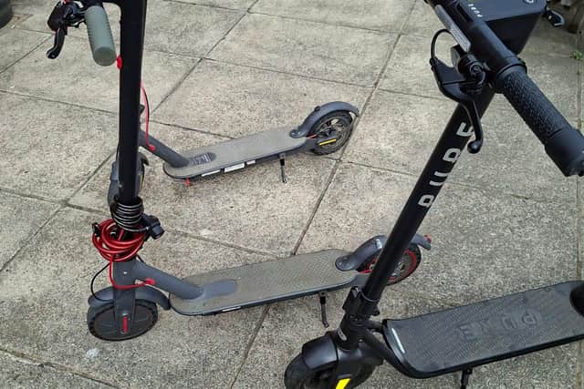 Lisburn and Castlereagh police seize illegal e-scooters. Pic credit: PSNI