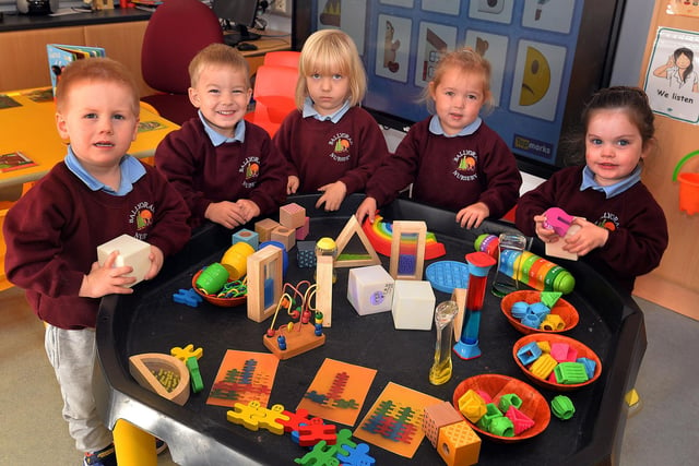 Picking their favorite toys at Ballyoran Primary School Nursery Unit are pupils from left, Ruadh, Casper, Luca, Leah and Florrie. PT42-315.