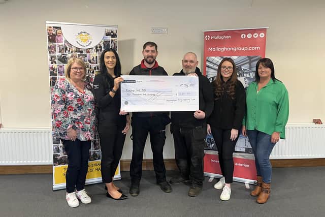 Pictured at the Mallaghan cheque presentation to representatives from Kindness of Strangers.