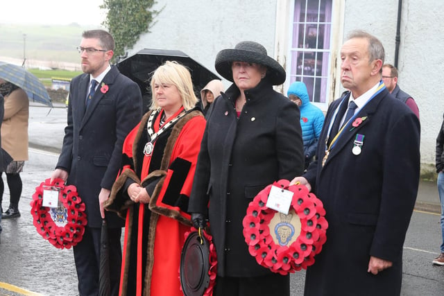 Deputy Mayor Cllr Margaret Anne McKillop (second left) at Ballycastle's Remembrance Sunday ceremony.