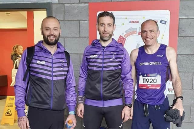 Aaron Steele, Stephen McLaughlin & Ryan Kennedy at the Manchester Marathon