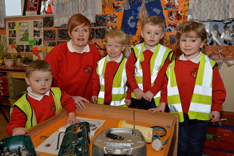 Hansel and Gretel Pre-school assistant, Anita is pictured with Aaron, Dylan, Cody and Harry in 2015. INLT 05-022-PSB