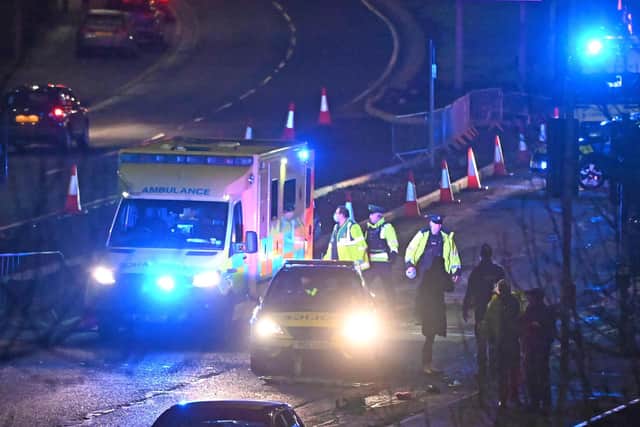 Emergency services at the Larne Road Link, Ballymena on Friday night (December 30).