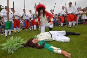 King William (John Adair) will be seeking victory once again over King James (Colin Cairns) at the annual Sham Fight. Photo: Press Eye