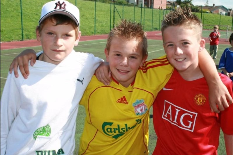 Having a great time at the Carrickfergus summer scheme are Jarlath O'Hare , Curtis Bell and Justin Anthony.