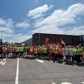 Striking workers from Dunmurry's Survitec were part of a delegation from Unite the Union which met with Belfast City Council