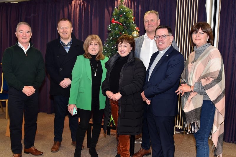 Southern Area Hospice director, Damien Hillen, left, pictured at the Light up a Life ceremony in Craigavon Civic Centre with from left, Councillor Paul Greenfield; Deirdree Breen, volunteer; Upper Bann MLA, Diane Dodds; Councillor Kyle Savage; Rev Matthew Hagan, hospice chaplain and Councillor Julie Flaherty. PT50-239.