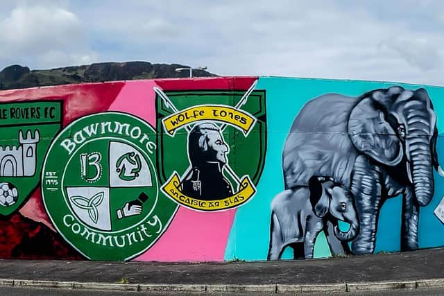 Some of the themes featured on the Bawnmore Through Time mural.