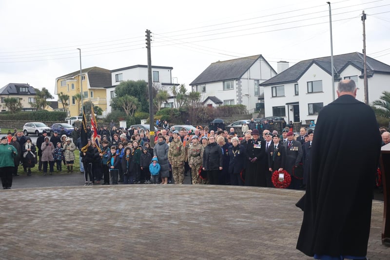 There was a large crowd at the Remembrance Sunday service in Whitehead.