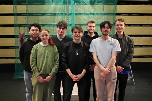 (Back L-R) Eoin Hannaway, Eamon Woods, Matthew Weiniger, Rowan Magee. (Front L-R) Makenzie McDowell, Caolan Donnelly, and Ryan Gibson. Pic credit: SERC