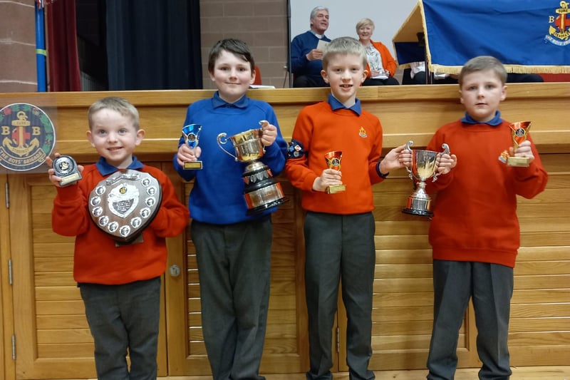 Anchor Boy and Junior Section trophy winners: Matthew Blackburn, Robbie Herron, Aaron Wright and Bobby Wilson.